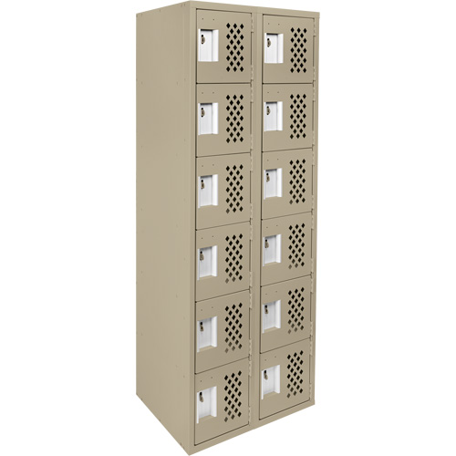 Assembled Lockerettes Clean Line Perforated Economy Lockers, 6 -tier, Bank of 2, 18" x 72" x 12", Steel Kelford