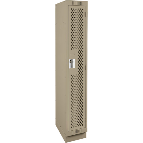 Clean Line Lockers, 12" x 15" x 76", Steel, Beige, Rivet (Assembled), Perforated Kelford