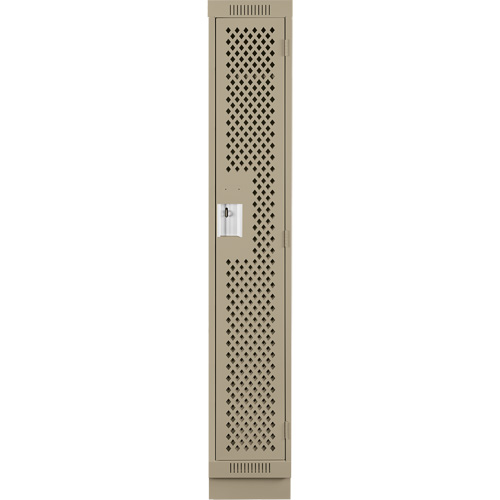 Clean Line Lockers, 12" x 15" x 76", Steel, Beige, Rivet (Assembled), Perforated Kelford