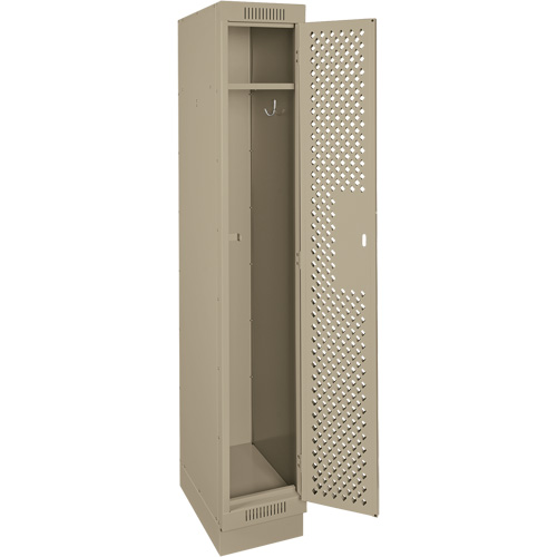 Clean Line Lockers, 12" x 15" x 76", Steel, Beige, Rivet (Assembled), Perforated Kelford