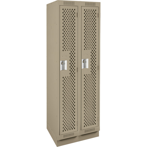 Clean Line Lockers, Bank of 2, 24" x 15" x 76", Steel, Beige, Rivet (Assembled), Perforated Kelford