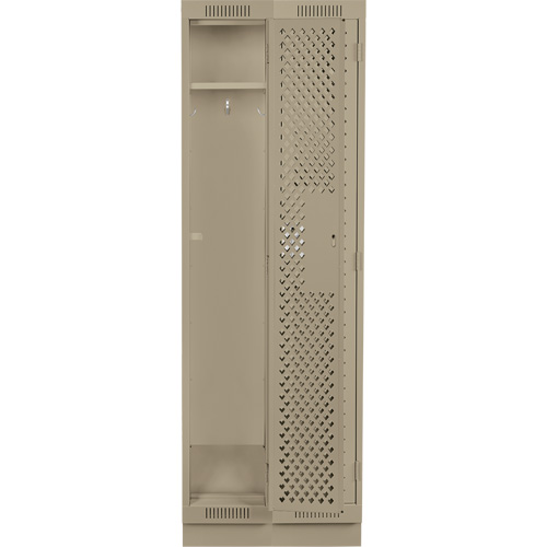 Clean Line Lockers, Bank of 2, 24" x 15" x 76", Steel, Beige, Rivet (Assembled), Perforated Kelford