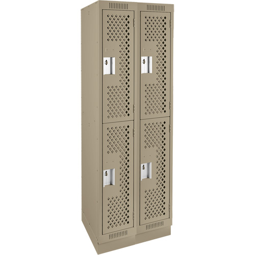 Casiers Clean Line, 2 niveaux, Bloc de 2, 24" x 15" x 76", Acier, Beige, Rivet (assembl&eacute;), Perfor&eacute; Kelford