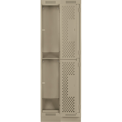 Casiers Clean Line, 2 niveaux, Bloc de 2, 24" x 15" x 76", Acier, Beige, Rivet (assembl&eacute;), Perfor&eacute; Kelford