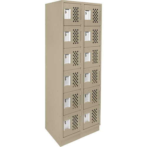 Assembled Lockerettes Clean Line Perforated Economy Lockers, 6 -tier, Bank of 2, 18" x 72" x 12", Steel Kelford