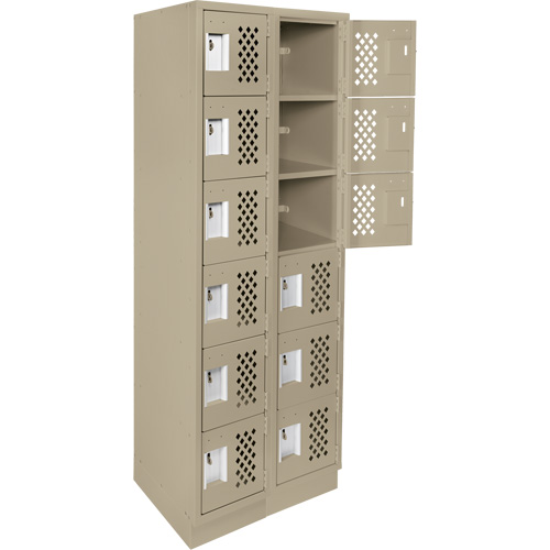 Assembled Lockerettes Clean Line Perforated Economy Lockers, 6 -tier, Bank of 2, 18" x 72" x 12", Steel Kelford