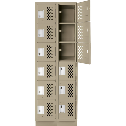 Assembled Lockerettes Clean Line Perforated Economy Lockers, 6 -tier, Bank of 2, 18" x 72" x 12", Steel Kelford
