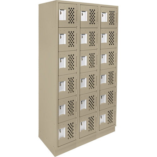 Assembled Lockerettes Clean Line Perforated Economy Lockers, 6 -tier, Bank of 3, 18" x 72" x 12", Steel Kelford