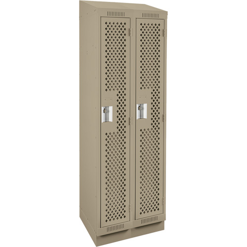 Clean Line Lockers, Bank of 2, 24" x 12" x 82", Steel, Beige, Rivet (Assembled), Perforated Kelford