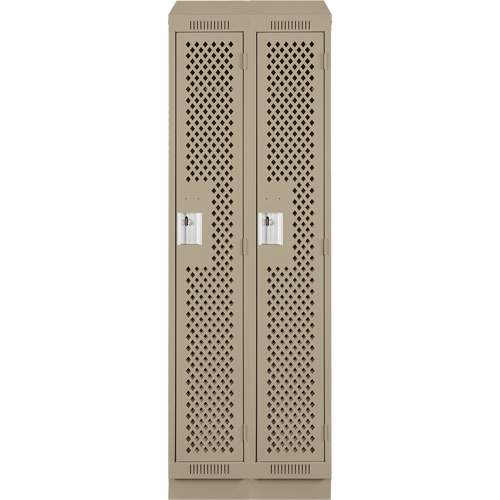 Clean Line Lockers, Bank of 2, 24" x 12" x 82", Steel, Beige, Rivet (Assembled), Perforated Kelford