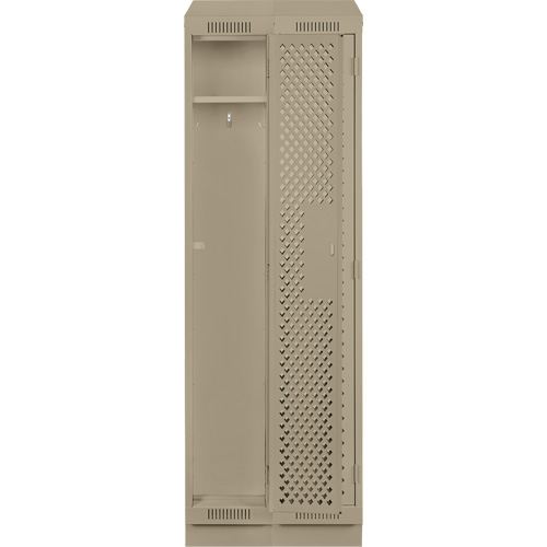 Clean Line Lockers, Bank of 2, 24" x 12" x 82", Steel, Beige, Rivet (Assembled), Perforated Kelford