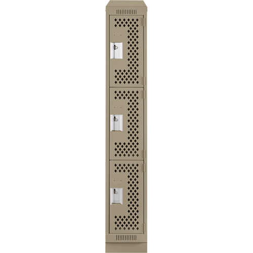 Casiers Clean Line, 3 niveaux, 12" x 15" x 82", Acier, Beige, Rivet (assembl&eacute;), Perfor&eacute; Kelford