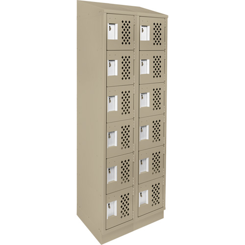 Assembled Lockerettes Clean Line Perforated Economy Lockers, 6 -tier, Bank of 2, 18" x 72" x 12", Steel Kelford