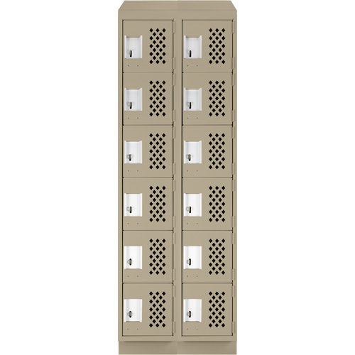 Assembled Lockerettes Clean Line Perforated Economy Lockers, 6 -tier, Bank of 2, 18" x 72" x 12", Steel Kelford