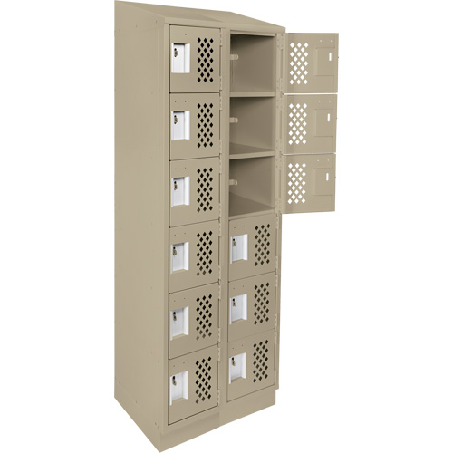Assembled Lockerettes Clean Line Perforated Economy Lockers, 6 -tier, Bank of 2, 18" x 72" x 12", Steel Kelford