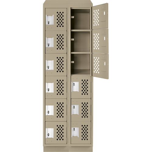 Assembled Lockerettes Clean Line Perforated Economy Lockers, 6 -tier, Bank of 2, 18" x 72" x 12", Steel Kelford