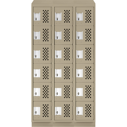 Assembled Lockerettes Clean Line Perforated Economy Lockers, 6 -tier, Bank of 3, 18" x 72" x 12", Steel Kelford