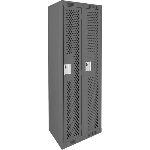 Clean Line Lockers, Bank of 2, 24" x 12" x 72", Steel, Charcoal, Rivet (Assembled), Perforated Kelford