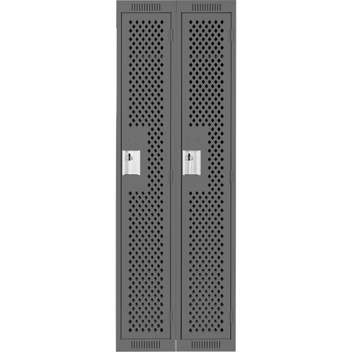 Clean Line Lockers, Bank of 2, 24" x 12" x 72", Steel, Charcoal, Rivet (Assembled), Perforated Kelford