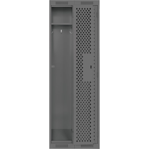 Clean Line Lockers, Bank of 2, 24" x 12" x 72", Steel, Charcoal, Rivet (Assembled), Perforated Kelford