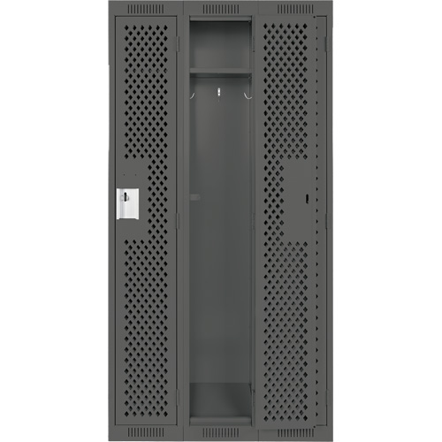 Clean Line Lockers, Bank of 3, 36" x 12" x 72", Steel, Charcoal, Rivet (Assembled), Perforated Kelford