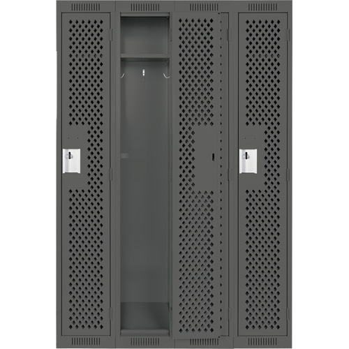 Clean Line Lockers, Bank of 4, 48" x 12" x 72", Steel, Charcoal, Rivet (Assembled), Perforated Kelford