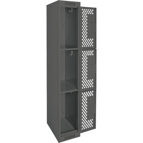 Casiers Clean Line, 3 niveaux, 12" x 12" x 72", Acier, Charbon, Rivet (assembl&eacute;), Perfor&eacute; Kelford