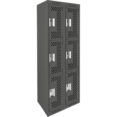 Casiers Clean Line, 3 niveaux, Bloc de 2, 24" x 12" x 72", Acier, Charbon, Rivet (assembl&eacute;), Perfor&eacute; Kelford