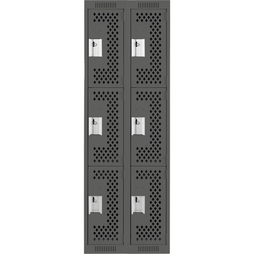 Casiers Clean Line, 3 niveaux, Bloc de 2, 24" x 12" x 72", Acier, Charbon, Rivet (assembl&eacute;), Perfor&eacute; Kelford