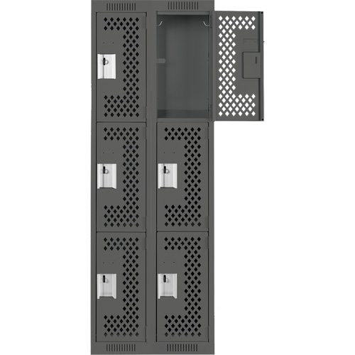 Casiers Clean Line, 3 niveaux, Bloc de 2, 24" x 12" x 72", Acier, Charbon, Rivet (assembl&eacute;), Perfor&eacute; Kelford