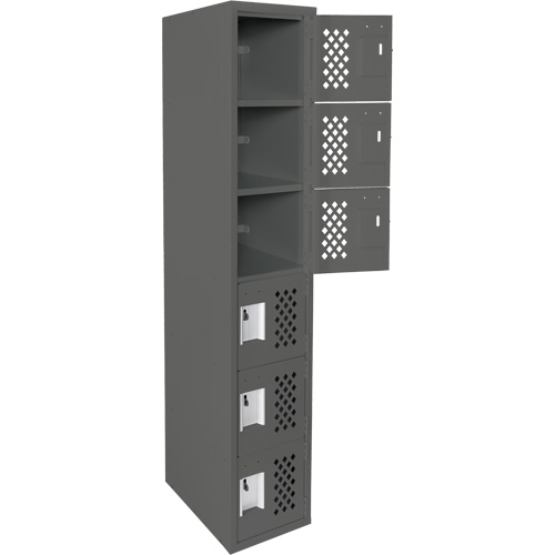 Assembled Lockerettes Clean Line Perforated Economy Lockers, 6 -tier, 18" x 72" x 12", Steel Kelford