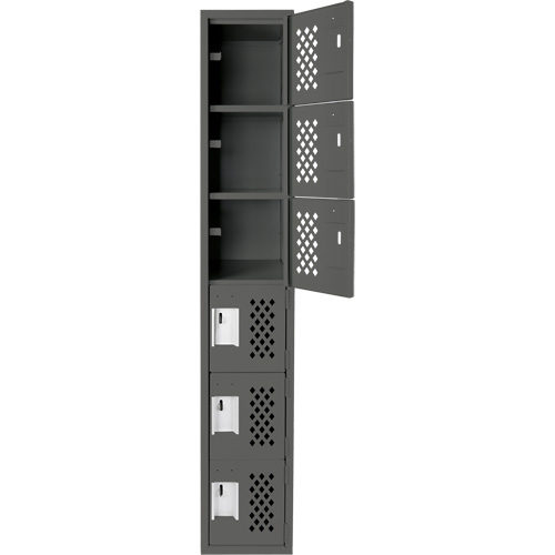 Assembled Lockerettes Clean Line Perforated Economy Lockers, 6 -tier, 18" x 72" x 12", Steel Kelford