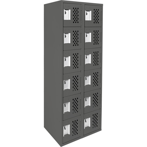 Assembled Lockerettes Clean Line Perforated Economy Lockers, 6 -tier, Bank of 2, 18" x 72" x 12", Steel Kelford