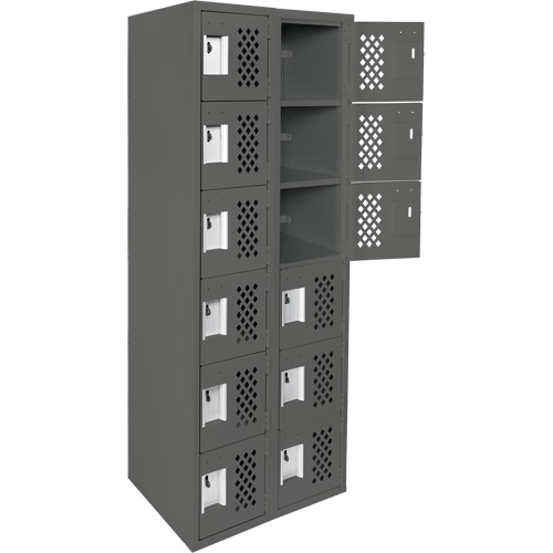 Assembled Lockerettes Clean Line Perforated Economy Lockers, 6 -tier, Bank of 2, 18" x 72" x 12", Steel Kelford