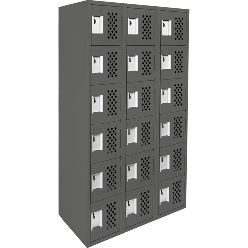 Assembled Lockerettes Clean Line Perforated Economy Lockers, 6 -tier, Bank of 3, 18" x 72" x 12", Steel Kelford