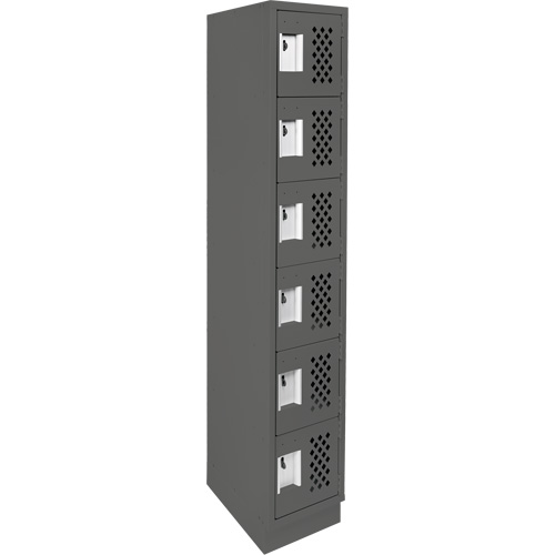 Assembled Lockerettes Clean Line Perforated Economy Lockers, 6 -tier, 18" x 72" x 12", Steel Kelford