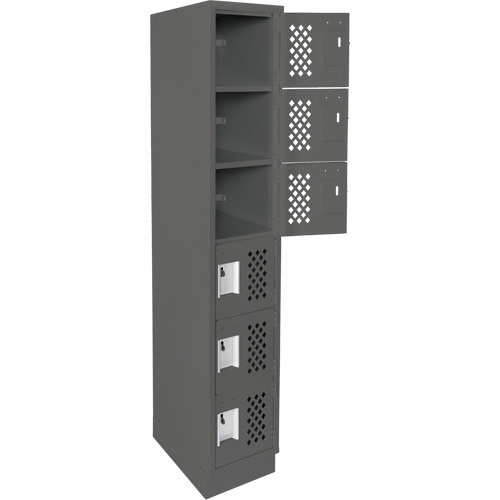 Assembled Lockerettes Clean Line Perforated Economy Lockers, 6 -tier, 18" x 72" x 12", Steel Kelford