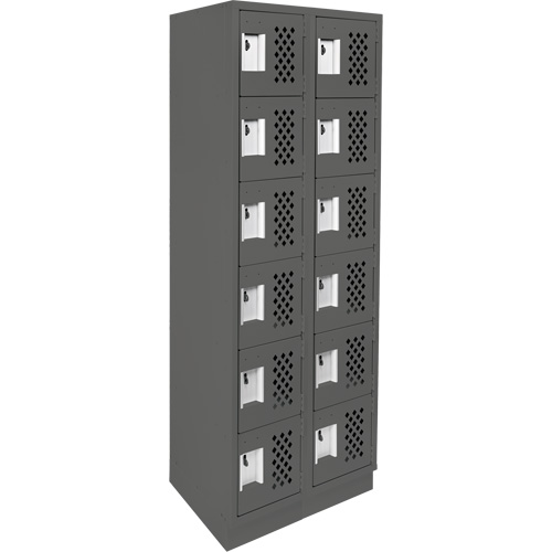 Assembled Lockerettes Clean Line Perforated Economy Lockers, 6 -tier, Bank of 2, 18" x 72" x 12", Steel Kelford
