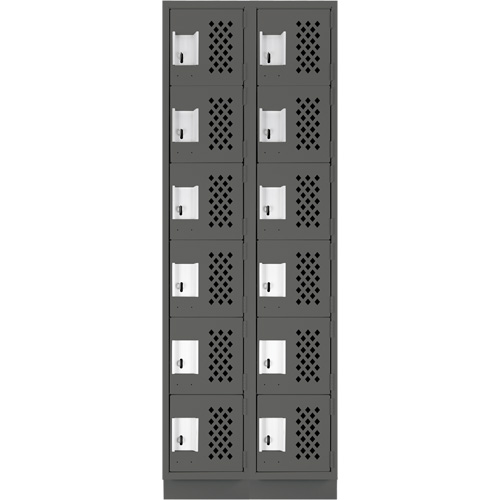 Assembled Lockerettes Clean Line Perforated Economy Lockers, 6 -tier, Bank of 2, 18" x 72" x 12", Steel Kelford