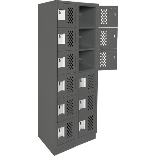 Assembled Lockerettes Clean Line Perforated Economy Lockers, 6 -tier, Bank of 2, 18" x 72" x 12", Steel Kelford
