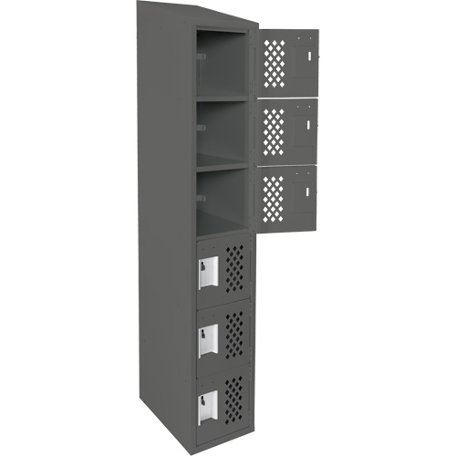 Assembled Lockerettes Clean Line Perforated Economy Lockers, 6 -tier, 18" x 72" x 12", Steel Kelford