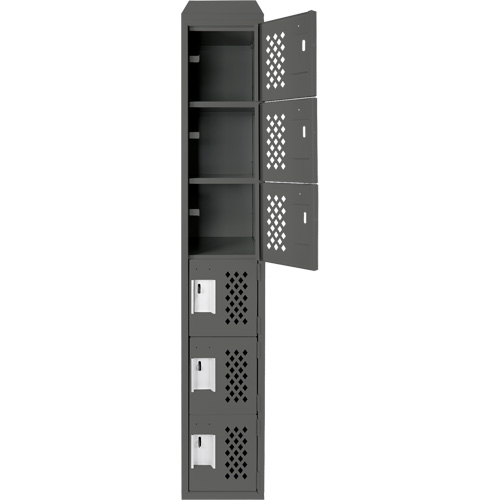 Assembled Lockerettes Clean Line Perforated Economy Lockers, 6 -tier, 18" x 72" x 12", Steel Kelford