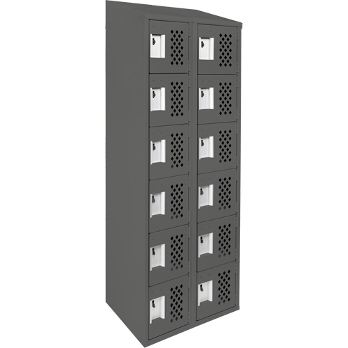 Assembled Lockerettes Clean Line Perforated Economy Lockers, 6 -tier, Bank of 2, 18" x 72" x 12", Steel Kelford