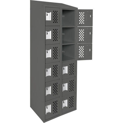 Assembled Lockerettes Clean Line Perforated Economy Lockers, 6 -tier, Bank of 2, 18" x 72" x 12", Steel Kelford
