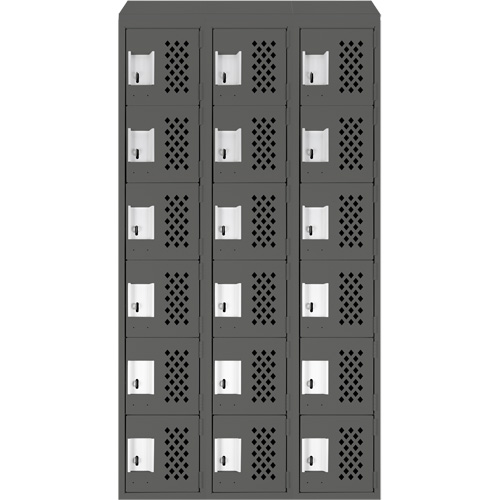 Assembled Lockerettes Clean Line Perforated Economy Lockers, 6 -tier, Bank of 3, 18" x 72" x 12", Steel Kelford