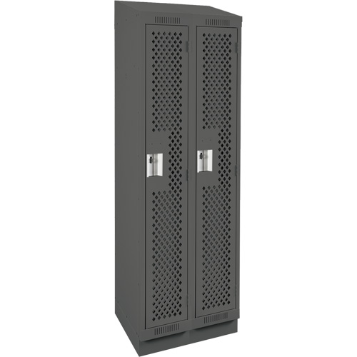 Clean Line Lockers, Bank of 2, 24" x 12" x 82", Steel, Charcoal, Rivet (Assembled), Perforated Kelford