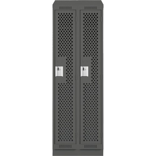 Clean Line Lockers, Bank of 2, 24" x 12" x 82", Steel, Charcoal, Rivet (Assembled), Perforated Kelford