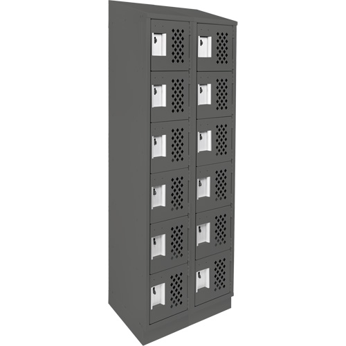 Assembled Lockerettes Clean Line Perforated Economy Lockers, 6 -tier, Bank of 2, 18" x 72" x 12", Steel Kelford