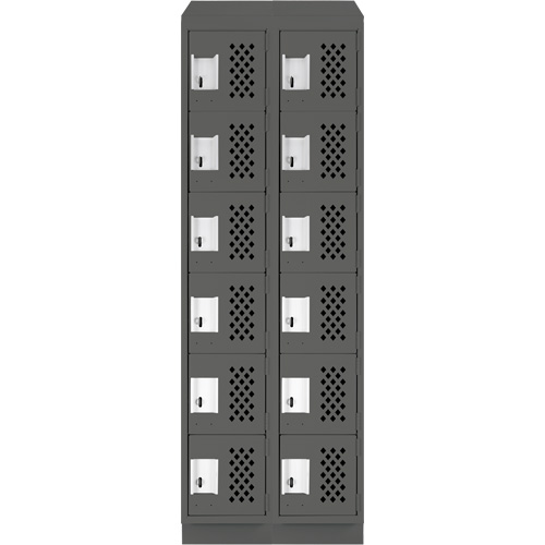 Assembled Lockerettes Clean Line Perforated Economy Lockers, 6 -tier, Bank of 2, 18" x 72" x 12", Steel Kelford