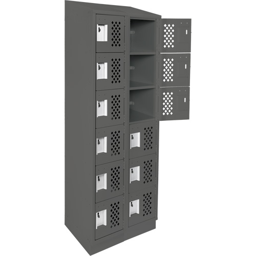 Assembled Lockerettes Clean Line Perforated Economy Lockers, 6 -tier, Bank of 2, 18" x 72" x 12", Steel Kelford